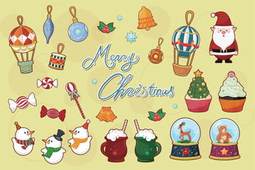 Christmas decor elements illustration collection