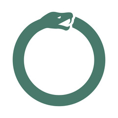 Green Ouroboros Snake Eating Tail Circle