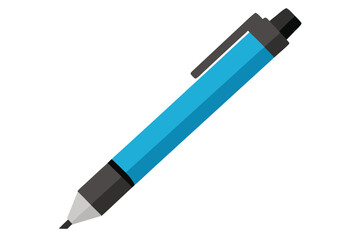 Modern blue mechanical pencil with black accents on white background