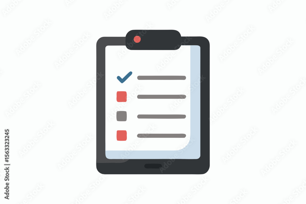 Poster digital clipboard with checklist and progress indicators