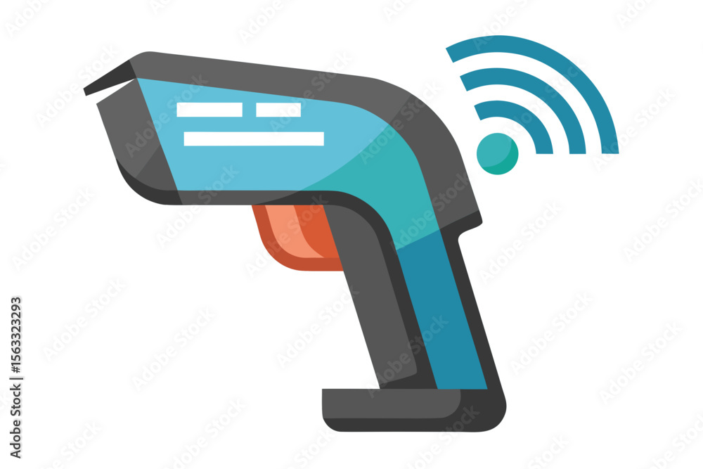 Aufkleber modern wireless scanner with signal waves and digital display