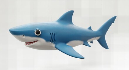 Fototapeta premium 3D Clay-Style Caribbean Reef Shark with Friendly Expression Isolated on White