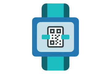 Smartwatch displaying a qr code for digital access and transactions