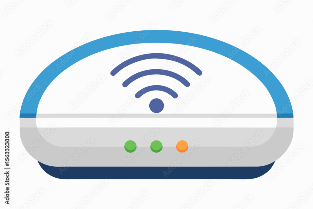Poster modern wireless router with signal strength indicator lights