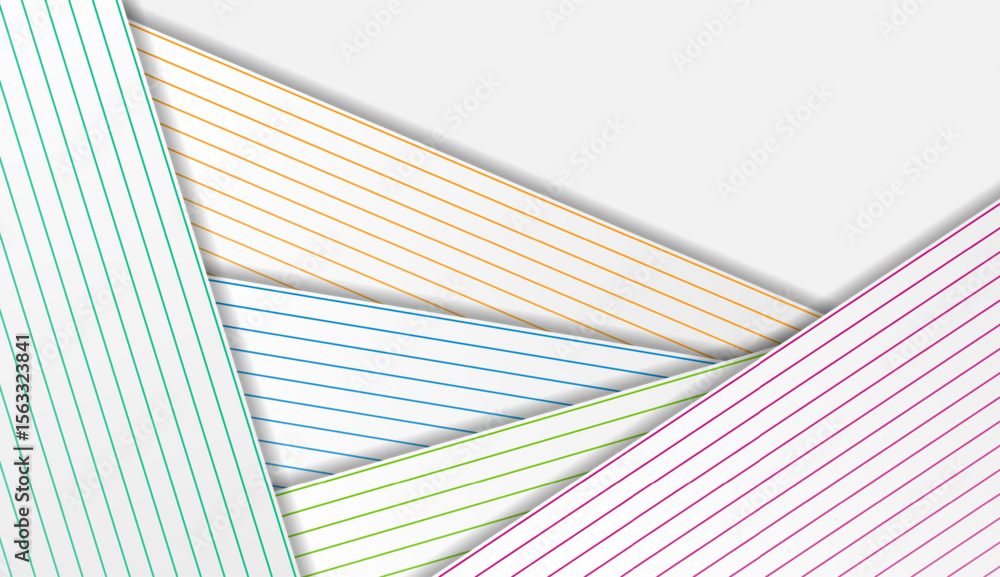 Poster grey paper corporate abstract background with colorful lines. vector design