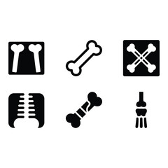 Obraz premium Collection of Six Bold Black Skeletal Icons X Ray Bones Joint Medical Illustration