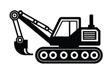 Powerful Excavator Heavy Construction Machinery Icon
