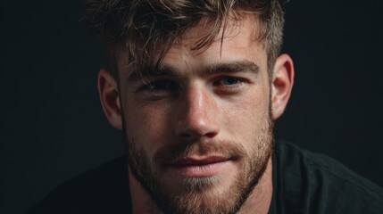 Obraz premium Closeup Portrait of a Sweaty Man with Wet Hair