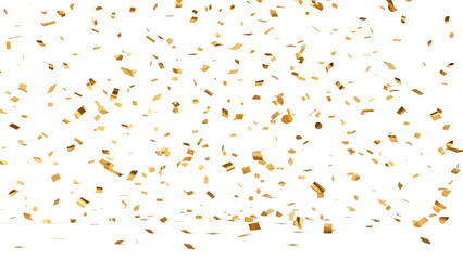 Elegant gold confetti isolated on transparent background (PNG format). Perfect for luxury celebration, New Year, weddings, and party-themed designs. High-resolution, no shadow, ready to use.