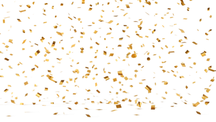 Elegant gold confetti isolated on transparent background (PNG format). Perfect for luxury celebration, New Year, weddings, and party-themed designs. High-resolution, no shadow, ready to use.