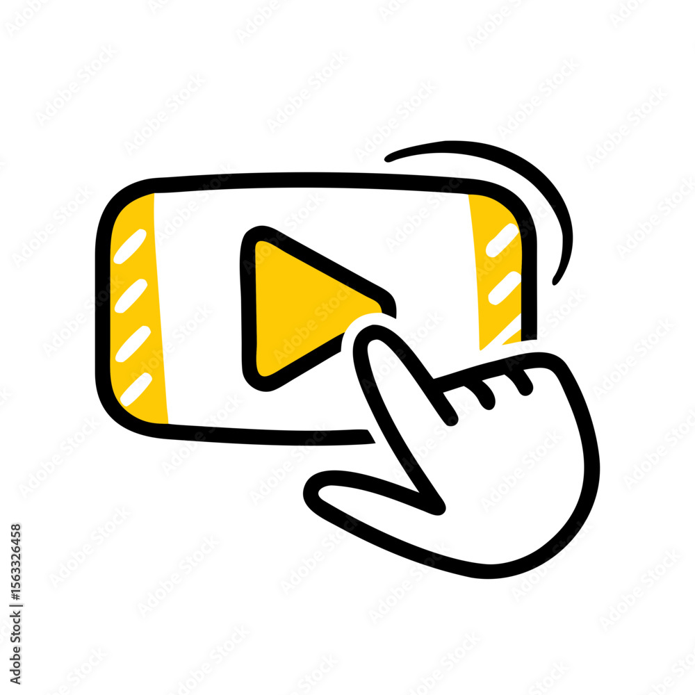 Aufkleber this image depicts a hand tapping a play button on a screen, suitable for websites or blogs about vi