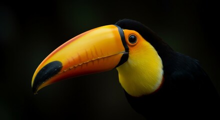 Fototapeta premium Close-up of a Toucan's Strikingly Colored Beak and Head
