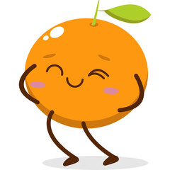 Cute orange character kawai vector for orange mascot. happy face, winking eye,. smile