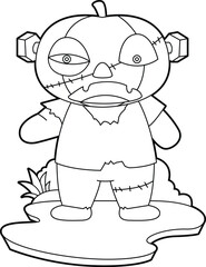 Zombie Halloween Pumpkin Animal Vector Graphic Art Illustration