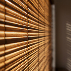 Bamboo window blind with sunlight
