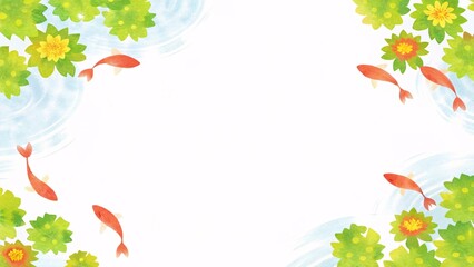 爽やかな水彩風金魚　夏　和風