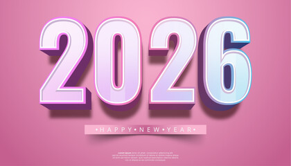 Bold 3D numbers display the year 2026 with a happy new year message below