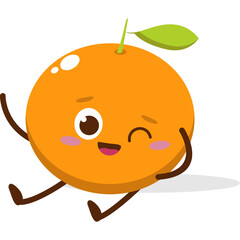 Cute orange character kawai vector for orange mascot. happy face, winking eye,. smile