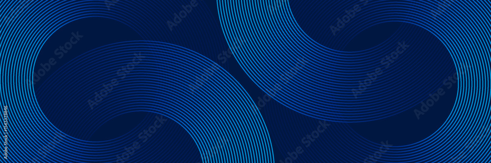 Poster modern blue background with curved and overlapping blue gradient lines