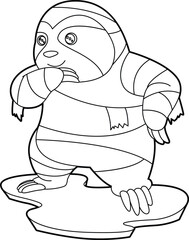 Sloth Halloween Mummy Animal Vector Graphic Art Illustration