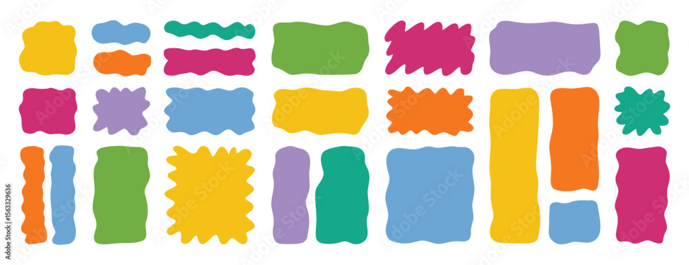 Fototapete hand drawn organic liquid rectangle frame shapes set. vector fluid square blobs. wavy irregular abst