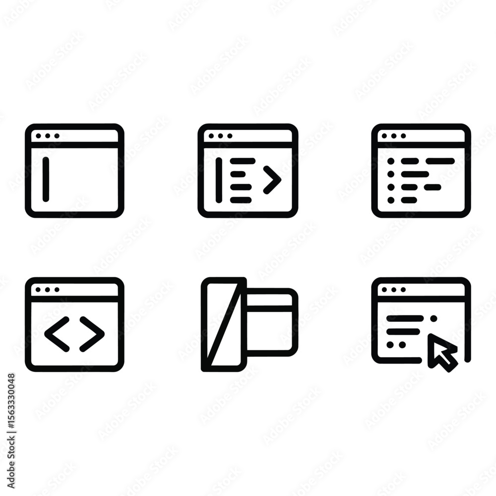 Poster modern web development icons clean line style minimalist design user interface elements