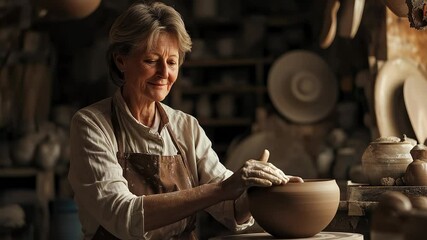 Experienced Potter Focused on Handcrafting Pottery