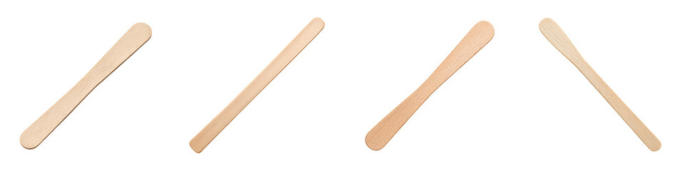 Single Wooden Spatula Isolated on White Background