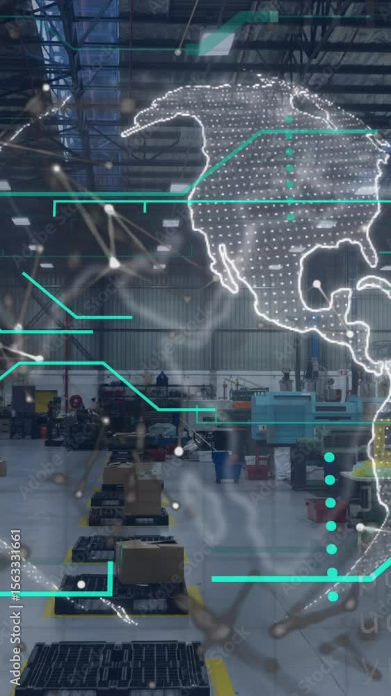 Poster animation of globe with connections and data processing