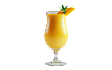 Fototapeta premium Creamy chilled mango lassi served in tall glass capturing summer flavor isolated on transparent background PNG