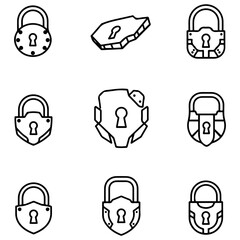 A vector collection of lock silhouettes representing financial security and secure investments