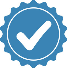 Blue tick social media verified account icon. approved profile sign. tick in rounded corner star. vector illustration on transparent background.