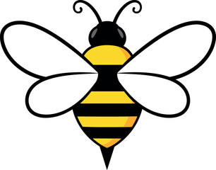 bee. simple yellow and black bumblebee art. honey bee symbol. transparent png and vector illustration