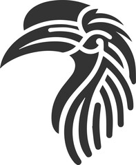 Black vector silhouette of a hornbill bird drawing illustration