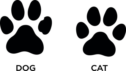 cat and dog paw print. transparent png and vector illustration.