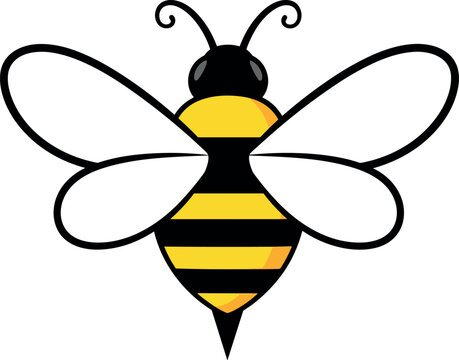 bee. simple yellow and black bumblebee art. honey bee symbol. transparent png and vector illustration