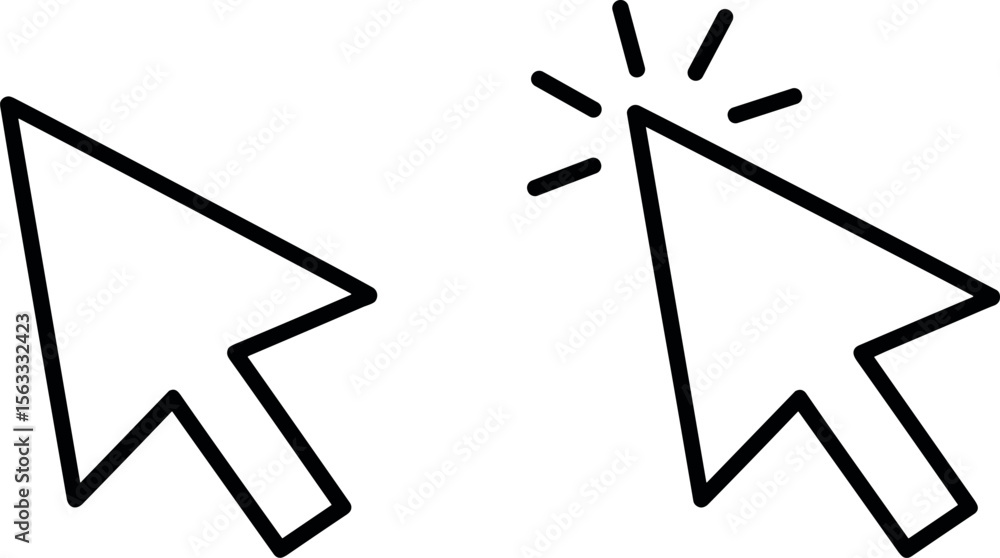 Poster cursor click icon. simple mouse pointer arrow symbol for app, animation or video element. transparen