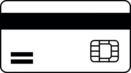 credit card icon. atm card symbol with chip. simple bank debit card vector on transparent background.