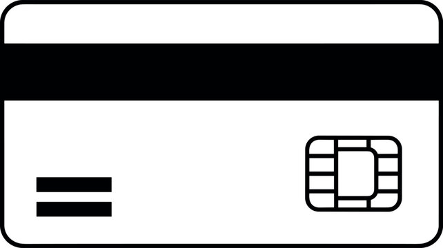 credit card icon. atm card symbol with chip. simple bank debit card vector on transparent background.