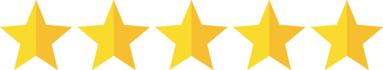 Obraz premium five stars customer product review icon. yellow 5 star rating feedback for website, app, ui design. transparent png and vector illustration..