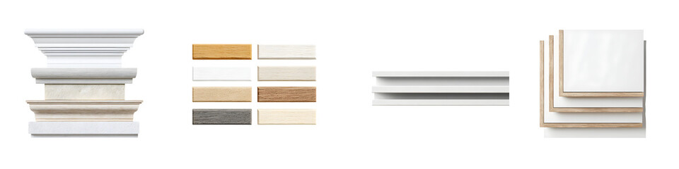 Assortment of Architectural Moulding and Trim on White Background