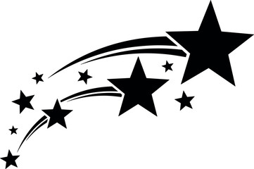 falling star. simple shooting stars symbol. transparent png and vector illustration.