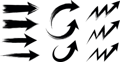hand drawn painted arrow, set of arrows. vector illustration on transparent background
