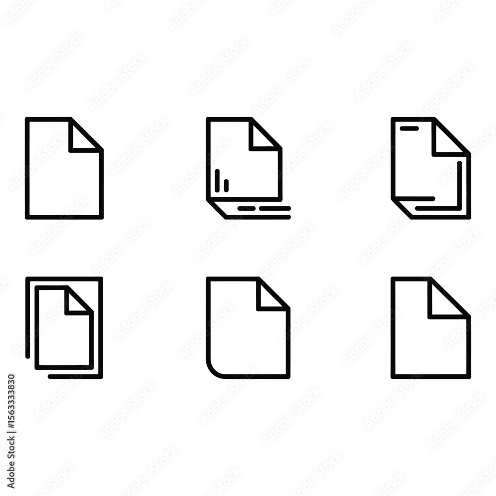 Poster six minimalist document icons modern clean and versatile file symbols for web and app design