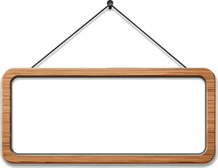wooden sign board. hanging wooden notice board template with empty white space. transparent png and vector illustration