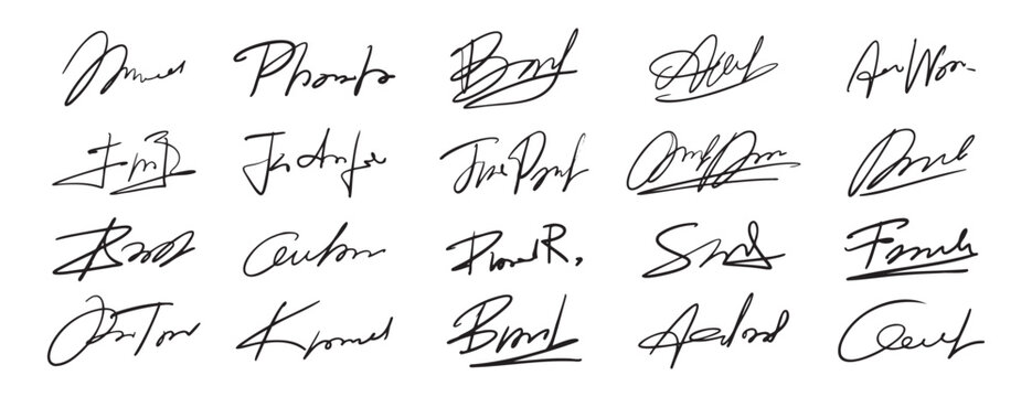 Hand drawn fake autograph doodle set signature sketches design