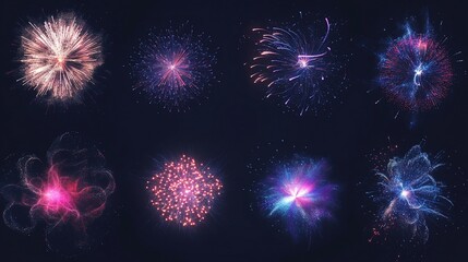 Spectacular Fireworks Display Against a Dark Night Sky Background
