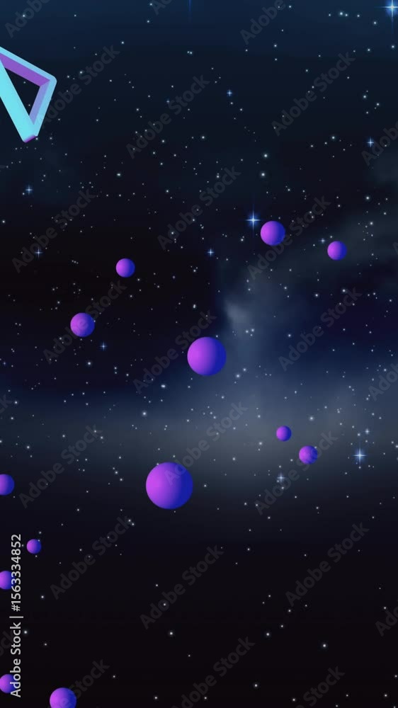 Poster animation of abstract shapes moving on black background