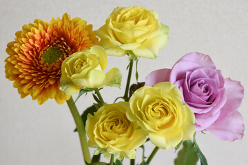 薔薇とガーベラ