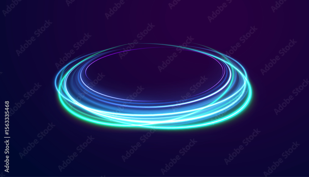 Poster png futuristic curve line rotation with neon trace lens swirl ellipse glow brilliant light wind tran